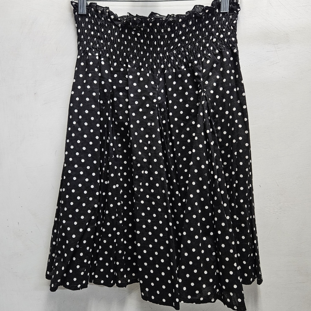 Tracy Evans Limited black/white polkadot full skirt ~ medium